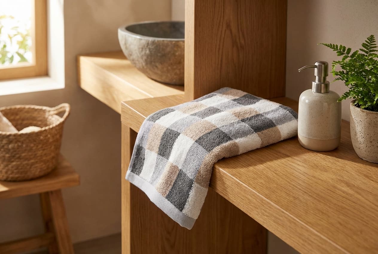 Milano/Kira Handtuch – Milano/Kira Handtuch mit 3-Farben-Karo-Muster – weiches Frottiergewebe – cozy home bathroom – Weberei Pahl