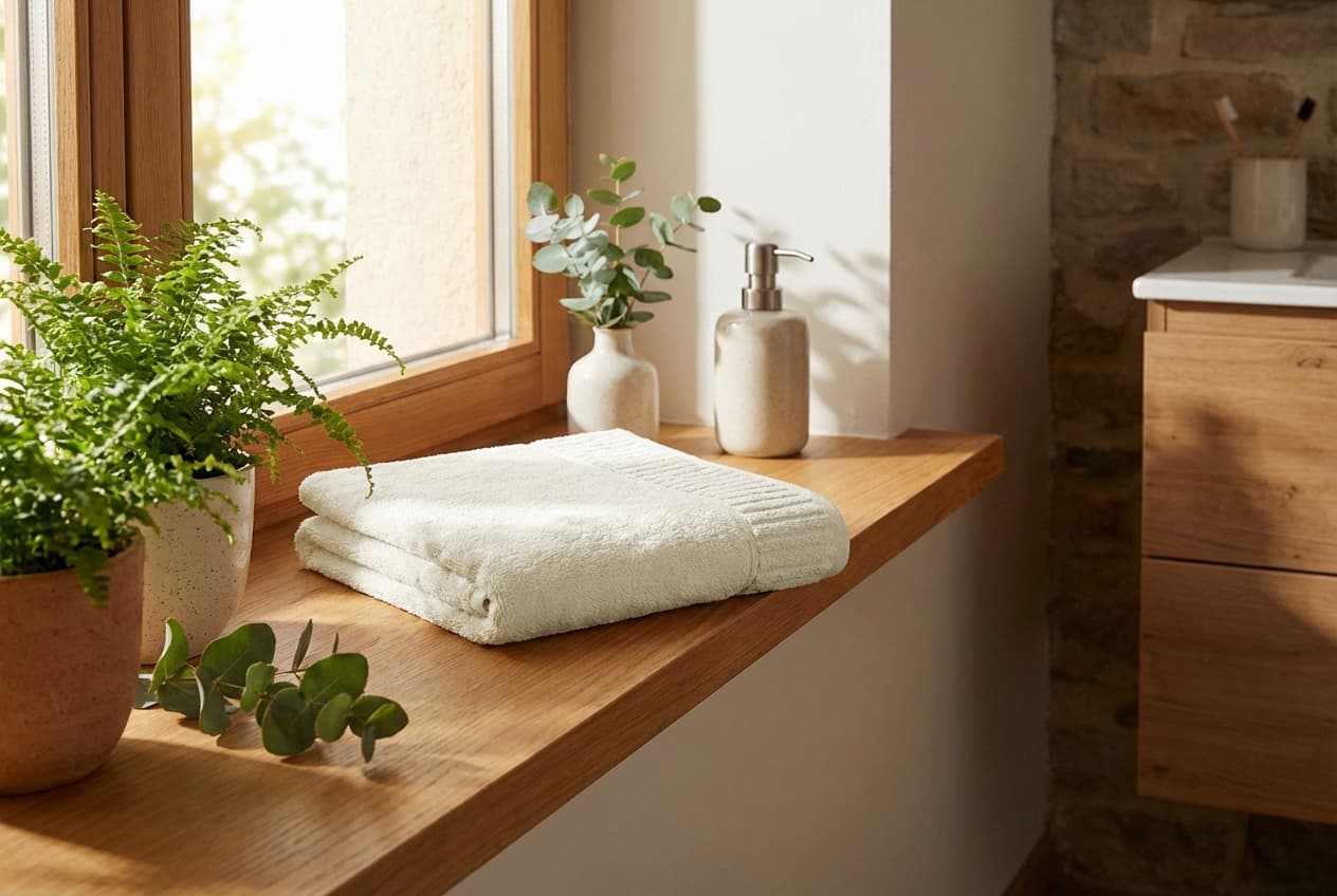 Roma/Maria Handtuch – Roma/Maria Handtuch in Natur – Elegantes Microgewebe mit römischer Bordüre – cozy home bathroom – Weberei...