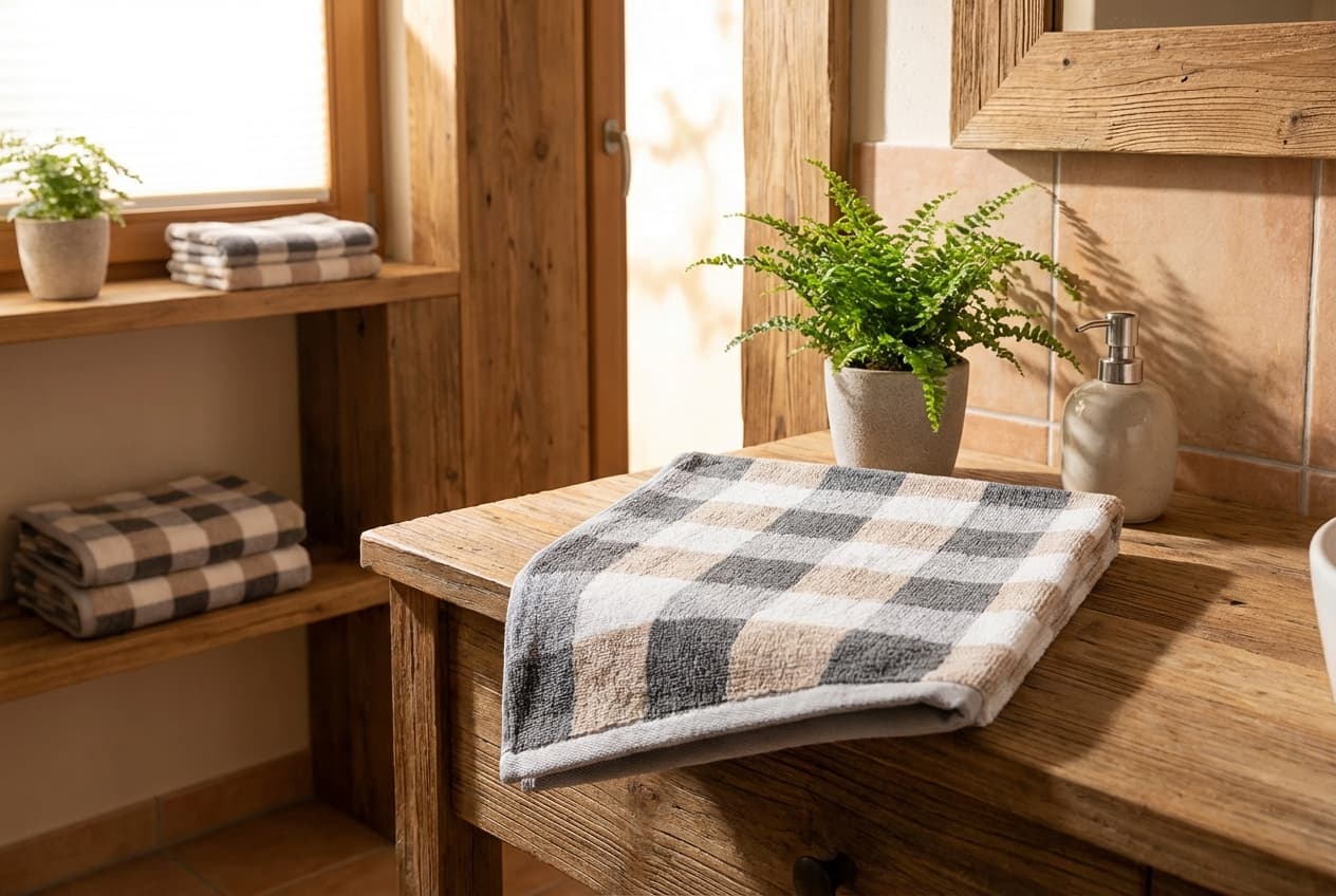 Milano/Kira Handtuch – Milano/Kira Handtuch in Grau – 100% Baumwolle, weiches Frottiergewebe mit Karo-Muster – cozy home bathro...