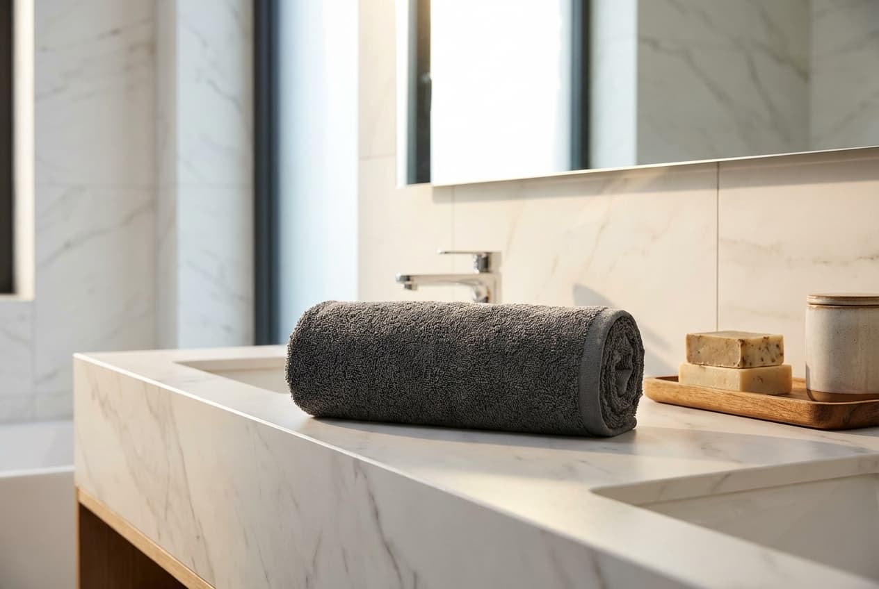 Capri/Gina Handtuch – Capri/Gina Handtuch in Graphit – Exklusives Frottiergewebe – modern hotel bathroom – Weberei Pahl