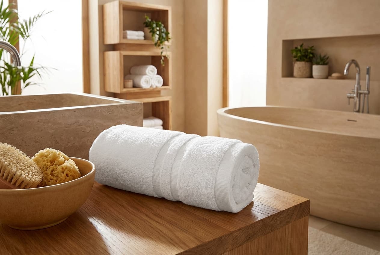 Riva/Nina Handtuch – Riva/Nina Handtuch 50x100cm in Weiß – 100% Baumwolle, flauschiges Frottiergewebe – spa-like bathroom – Web...