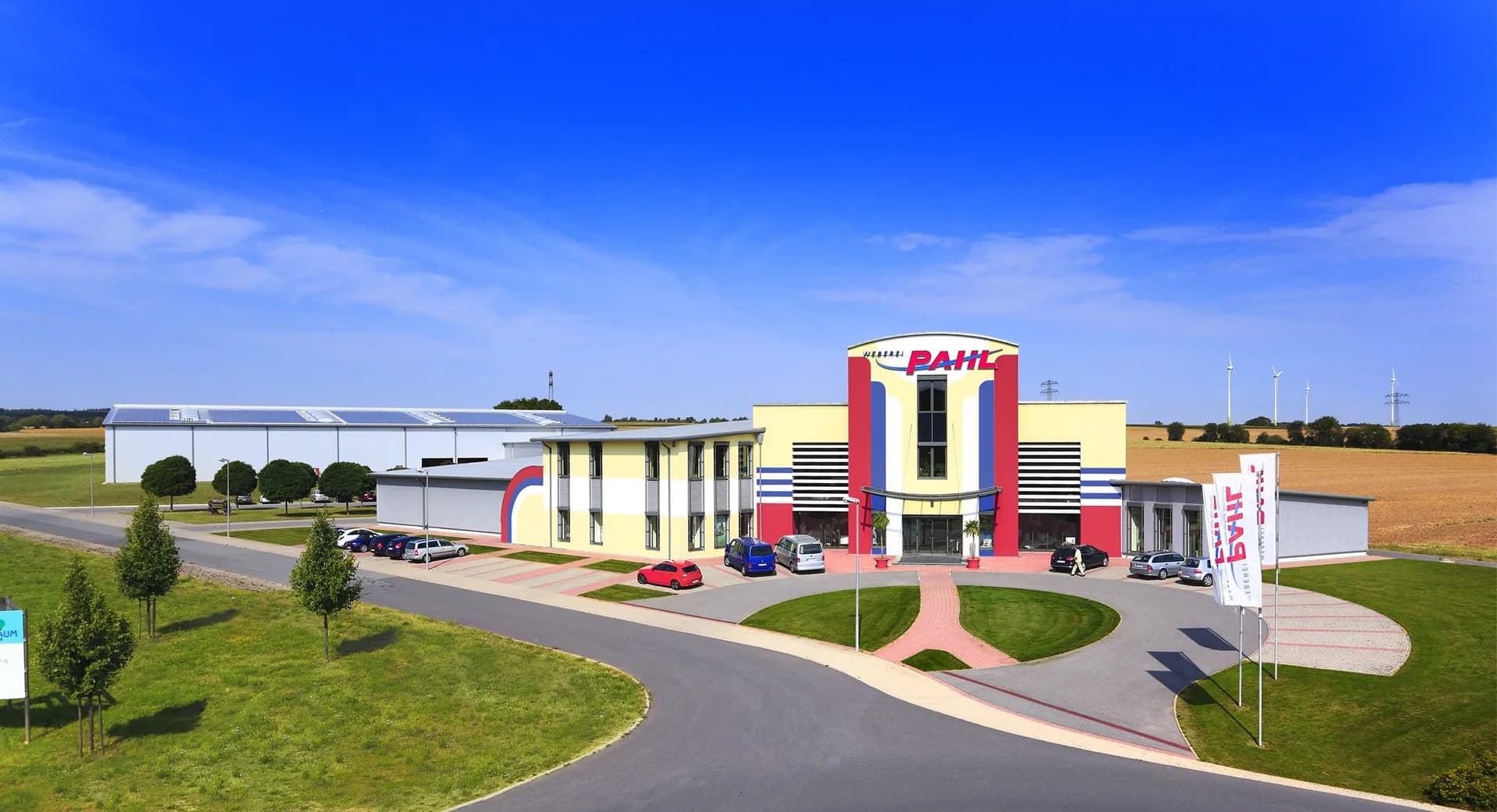 Weberei Pahl Werksverkauf Külsheim – Firmengebäude und Hauptsitz seit 1933