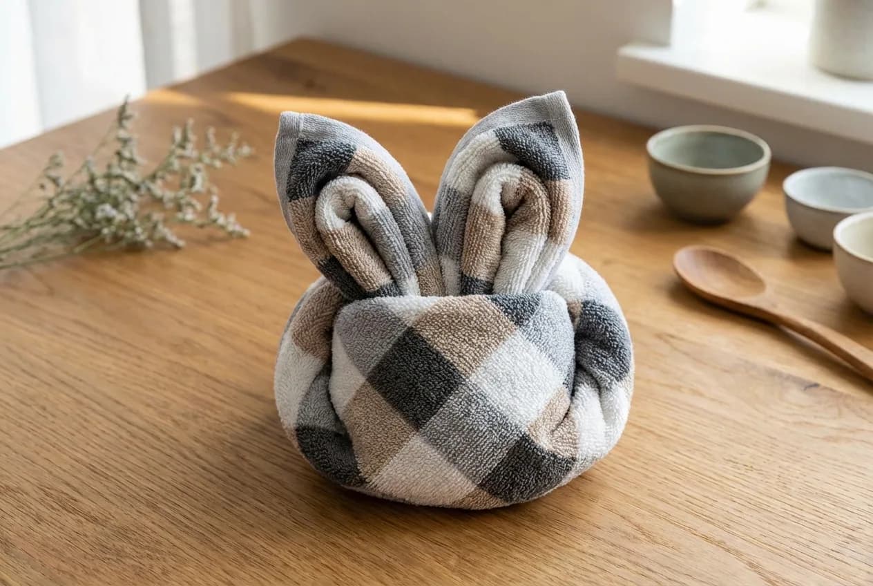 Schritt 3: Hasenkopf formen – Milano/Kira Handtuch – Weberei Pahl