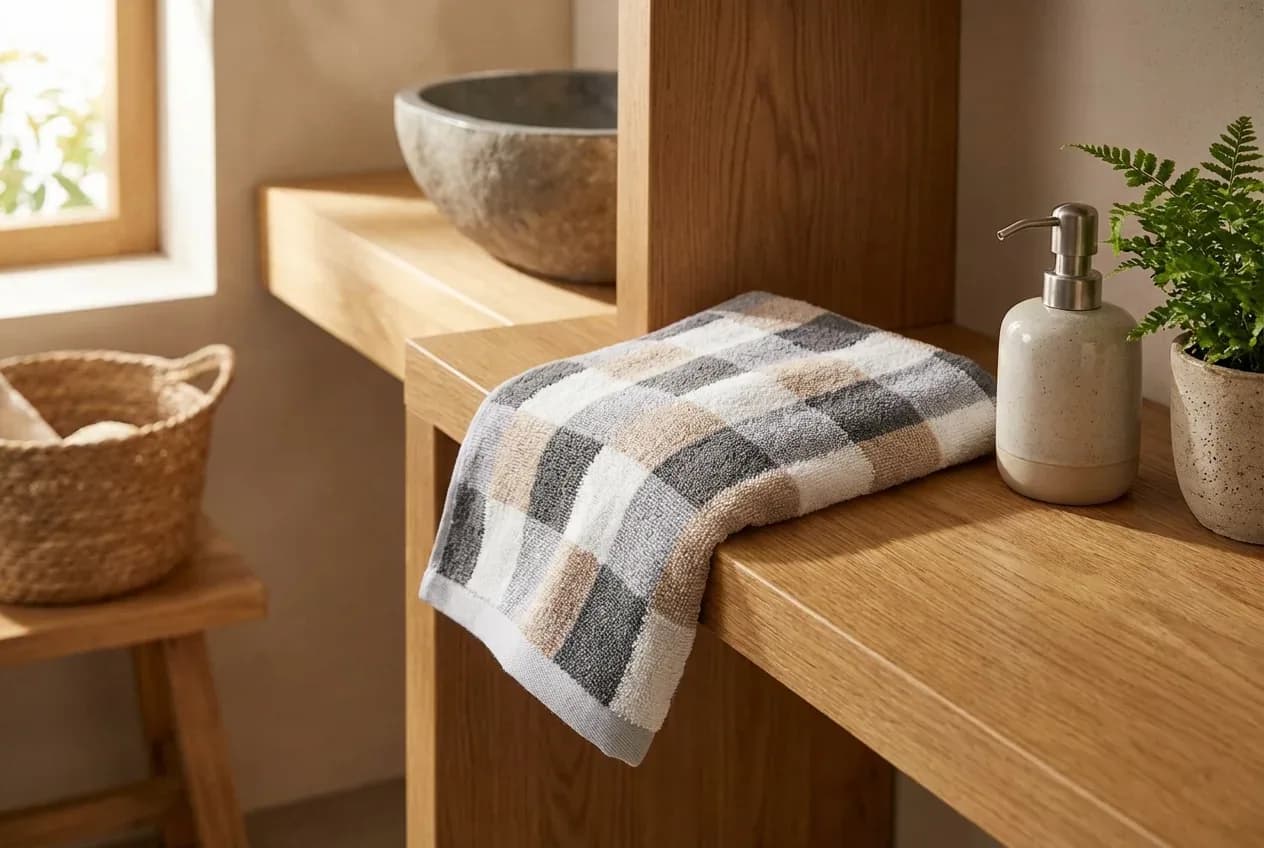 Milano/Kira Handtuch – Milano/Kira Handtuch mit 3-Farben-Karo-Muster – weiches Frottiergewebe – cozy home bathroom – Weberei Pahl