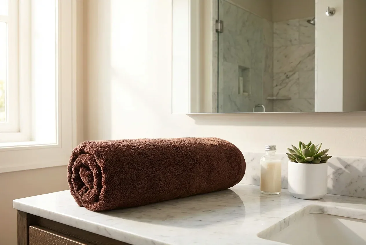 Capri/Gina Badetuch – Capri/Gina Badetuch in Braun – 100% Baumwolle, exklusives Frottiergewebe – modern hotel bathroom – Webere...