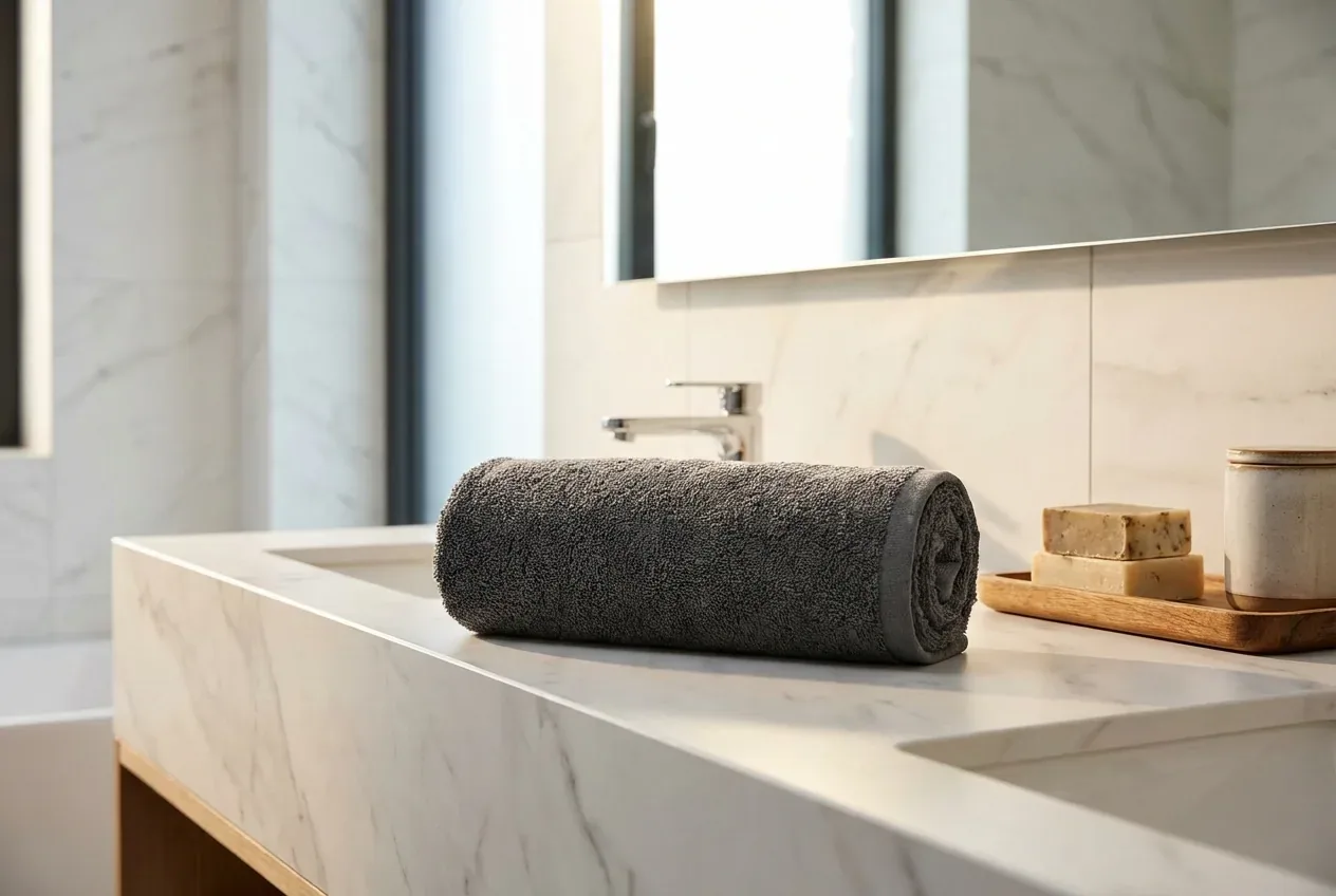 Capri/Gina Handtuch – Capri/Gina Handtuch in Graphit – Exklusives Frottiergewebe – modern hotel bathroom – Weberei Pahl