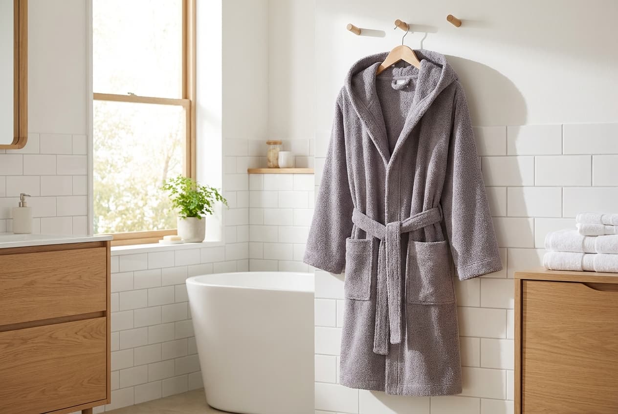 Riva/Gina Bademantel mit Kapuze – Riva/Gina Bademantel mit Kapuze in Grau – Flauschiges Frottiergewebe aus 100% Baumwolle – min...