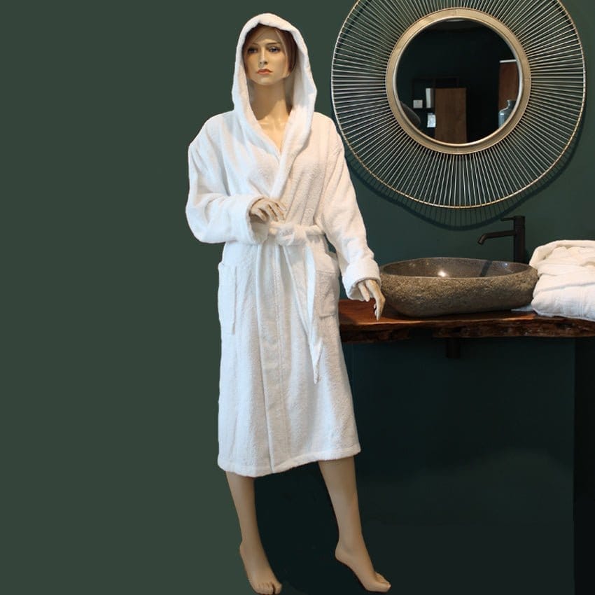 Riva/Gina Bademantel mit Kapuze, weiss, XL